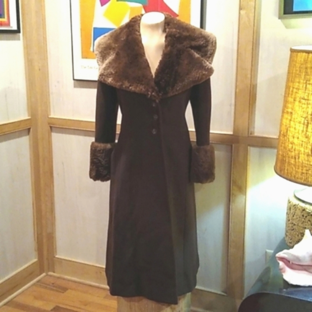 Emanuel Ungaro Paris Parallele full length wool and fur coat. M